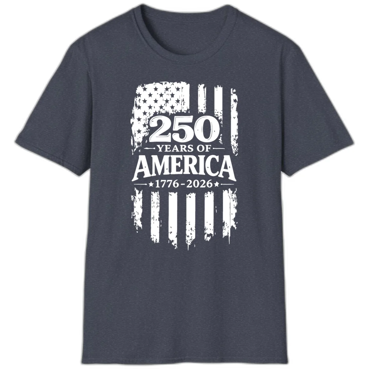 250 Years Of America Celebration T-Shirt in Heather Navy