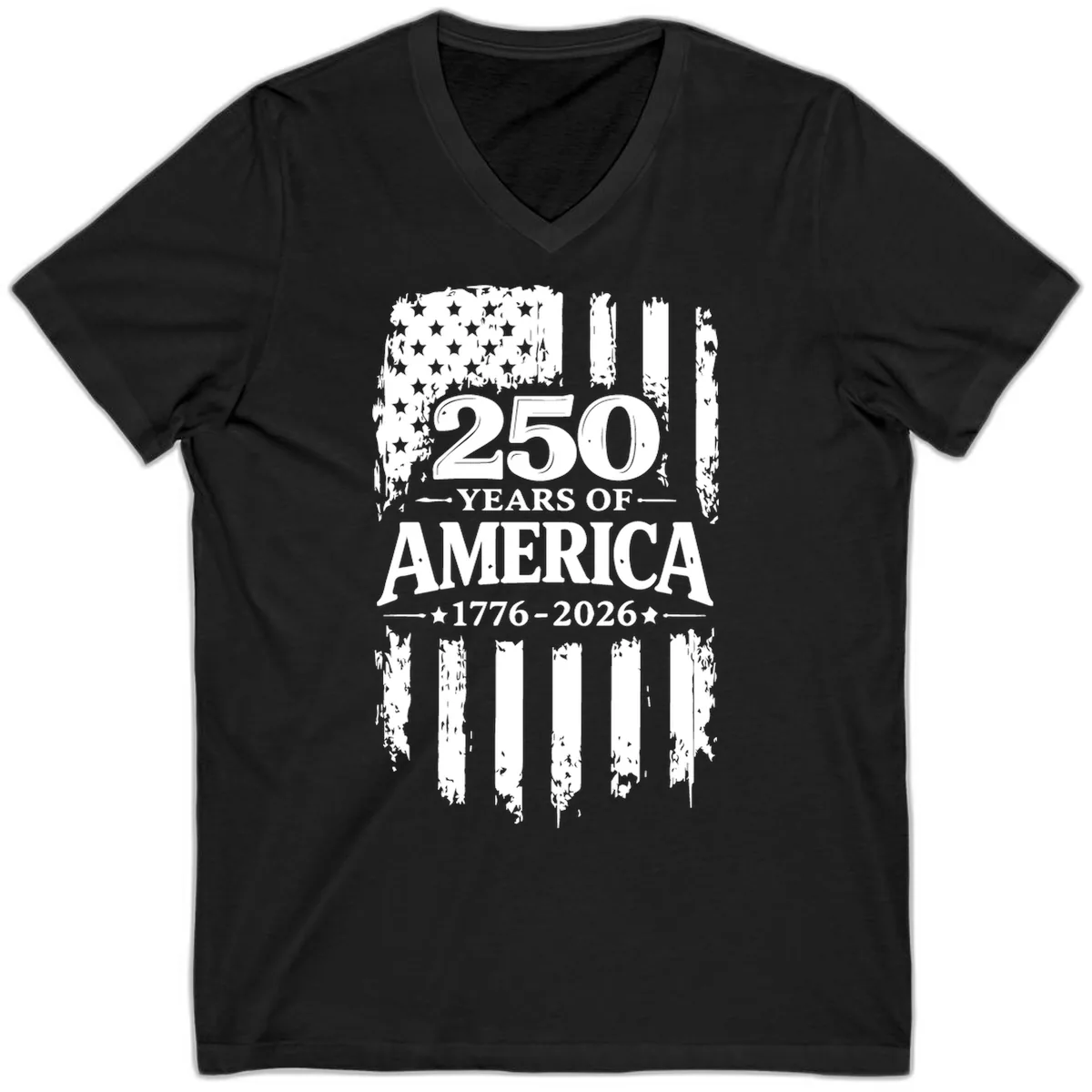 250 Years Of America Celebration V-Neck in Black