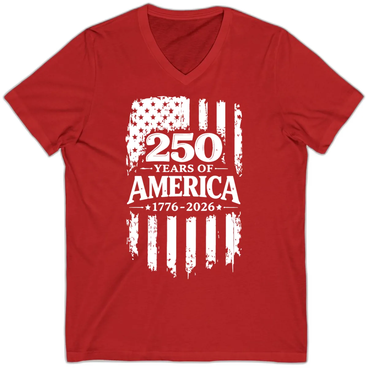 250 Years Of America Celebration V-Neck in Red