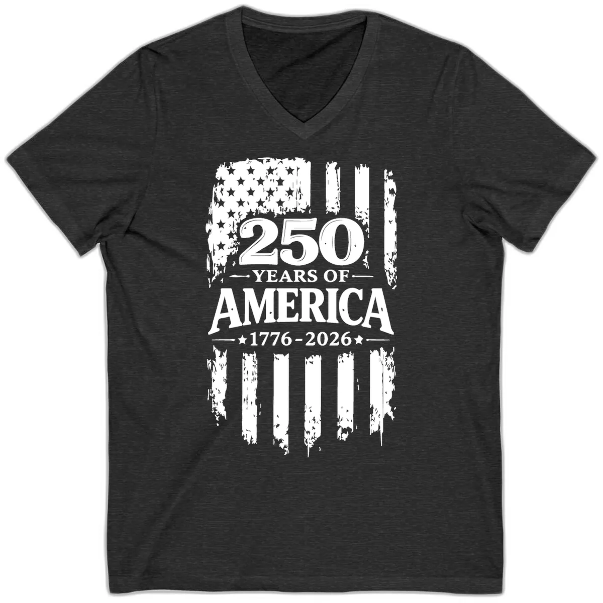 250 Years Of America Celebration V-Neck in Dark Grey Heather