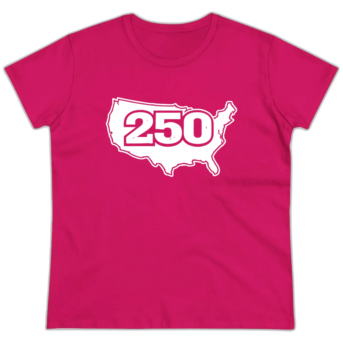 America 250th Anniversary Celebration Design Ladies Tee in Heliconia