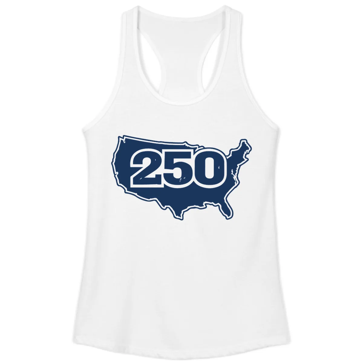 America 250th Anniversary Celebration Design Ladies Tank in White