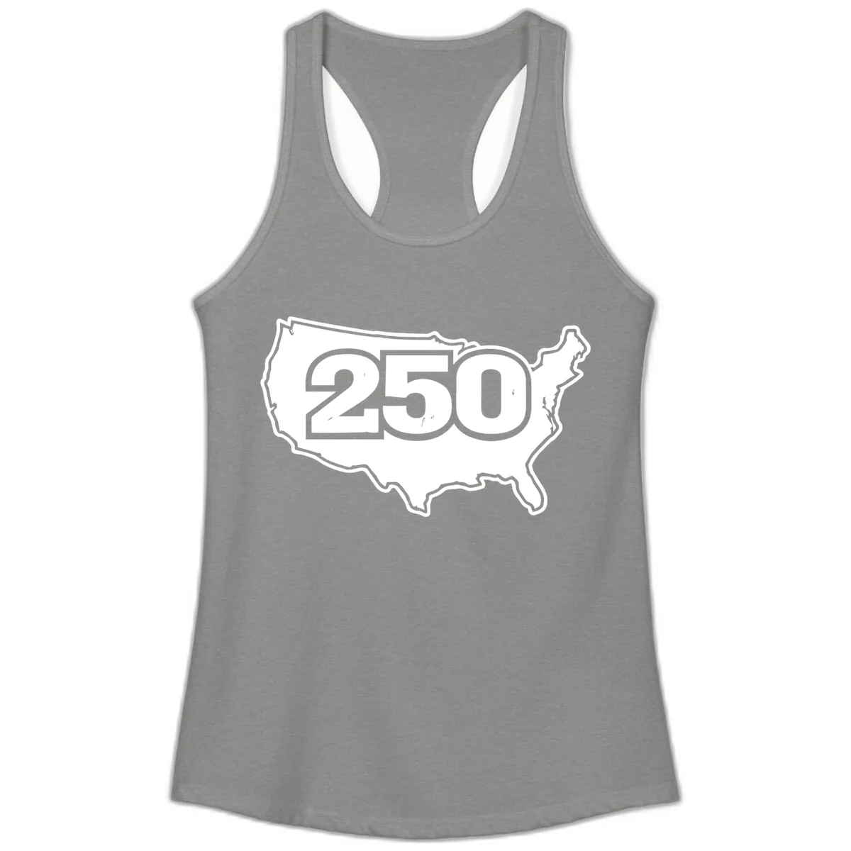 America 250th Anniversary Celebration Design Ladies Tank in Heather Grey