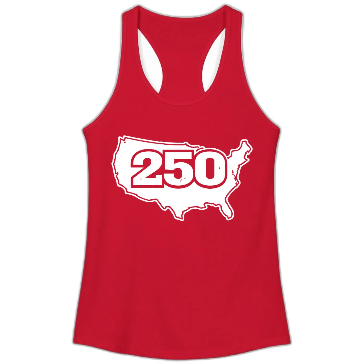 America 250th Anniversary Celebration Design Ladies Tank in Solid Red