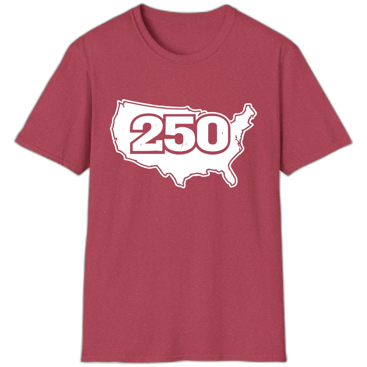 America 250th Anniversary Celebration Design T-Shirt in Heather Cardinal
