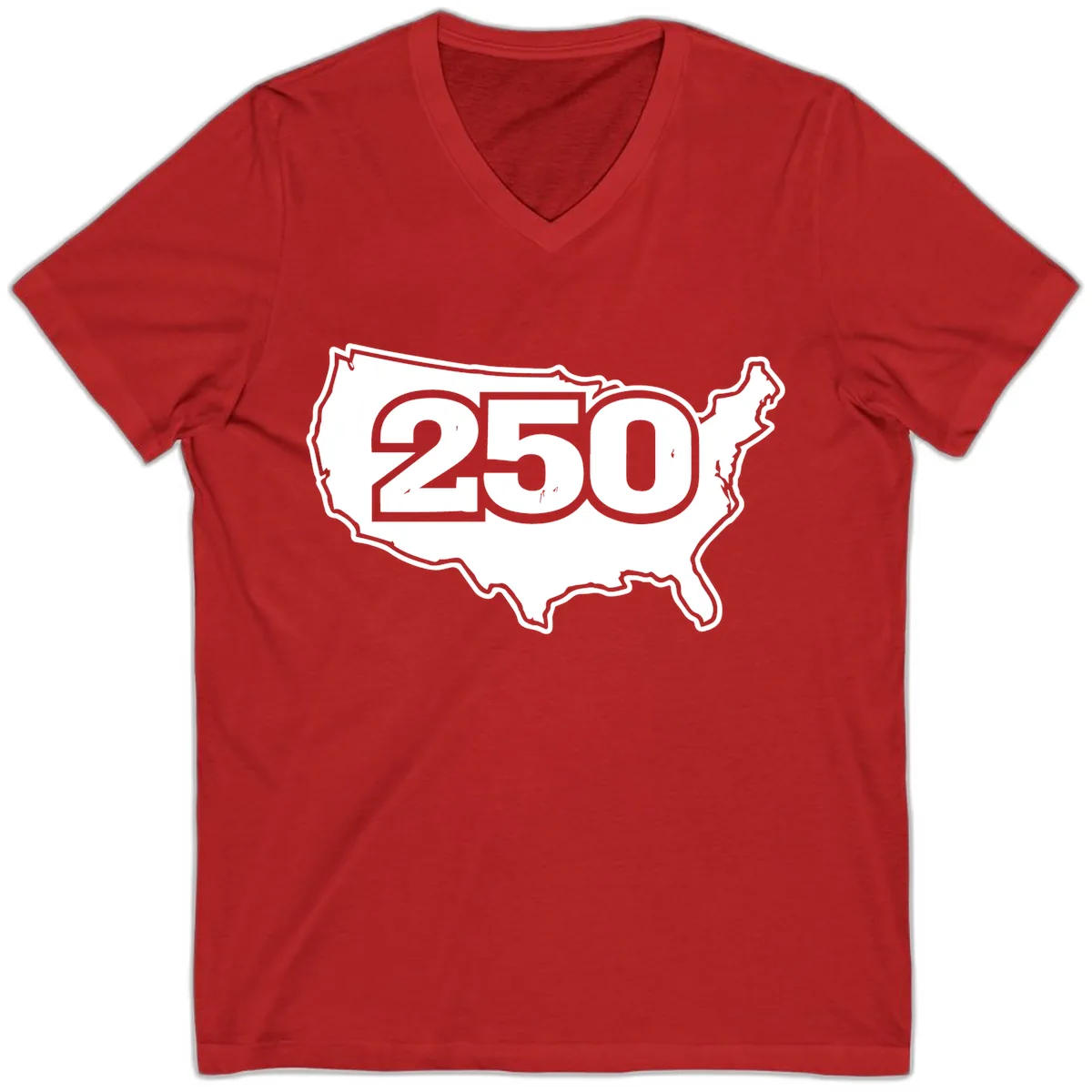 America 250th Anniversary Celebration Design V-Neck in Red