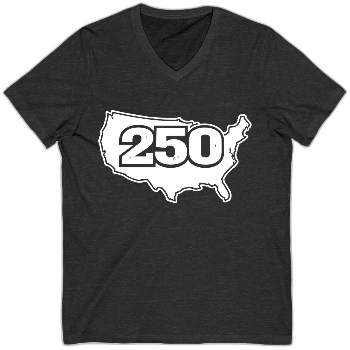 America 250th Anniversary Celebration Design V-Neck in Dark Grey Heather