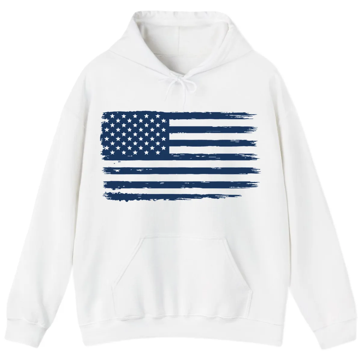 Distressed American Flag Celebration Hoodie in White
