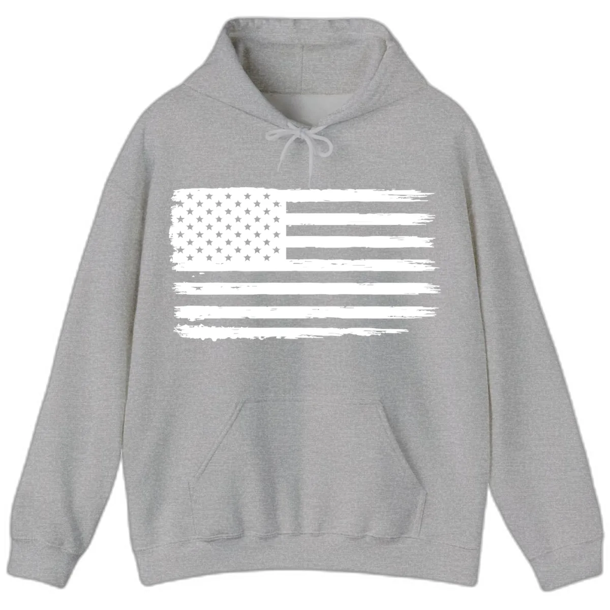 Distressed American Flag Celebration Hoodie in Sport Grey