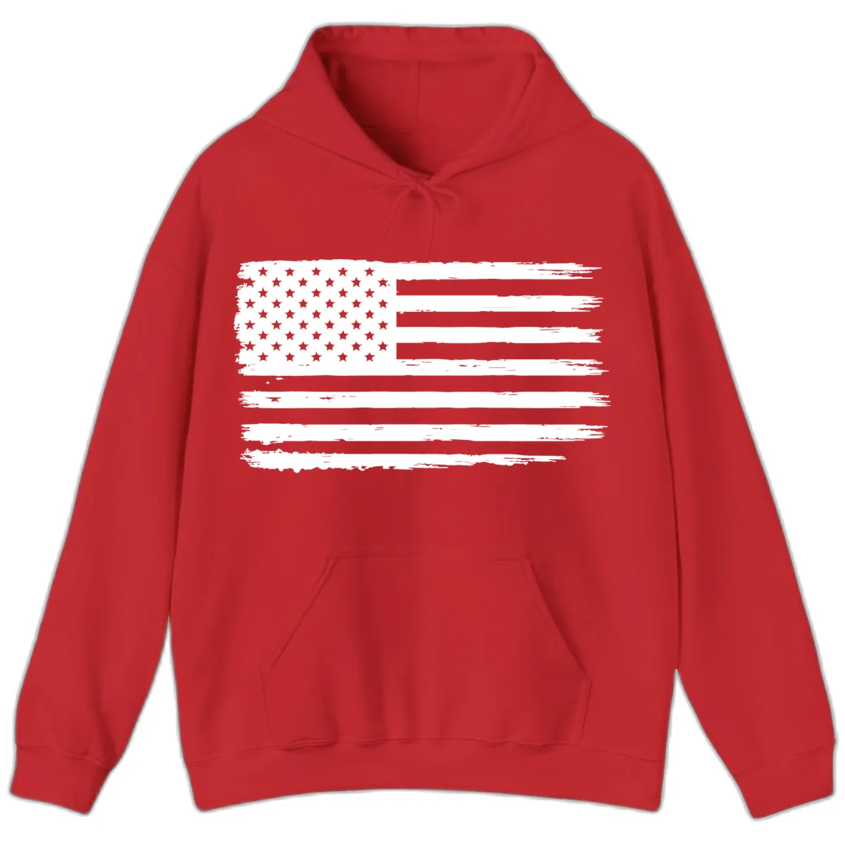 Distressed American Flag Celebration Hoodie in Red