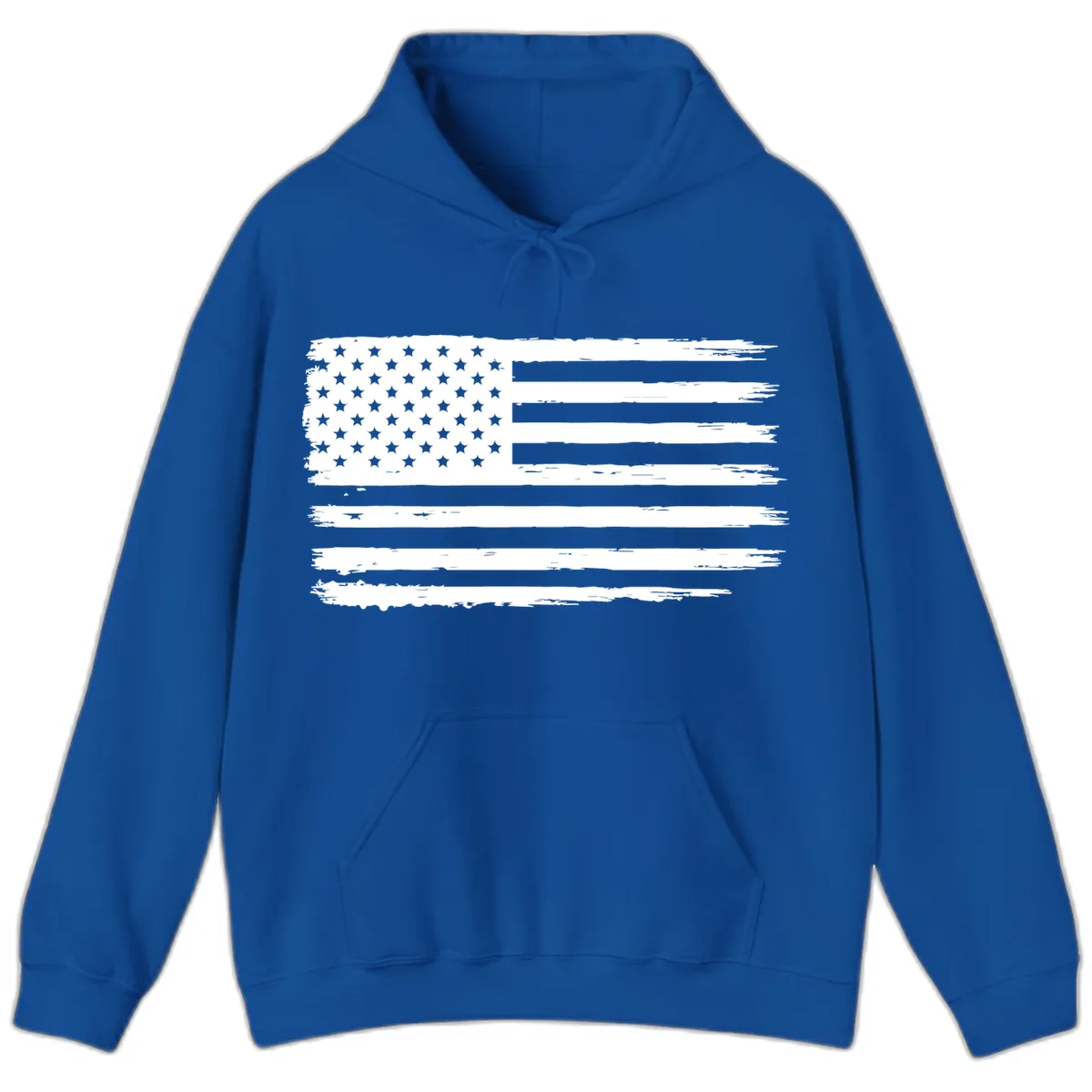 Distressed American Flag Celebration Hoodie in Royal