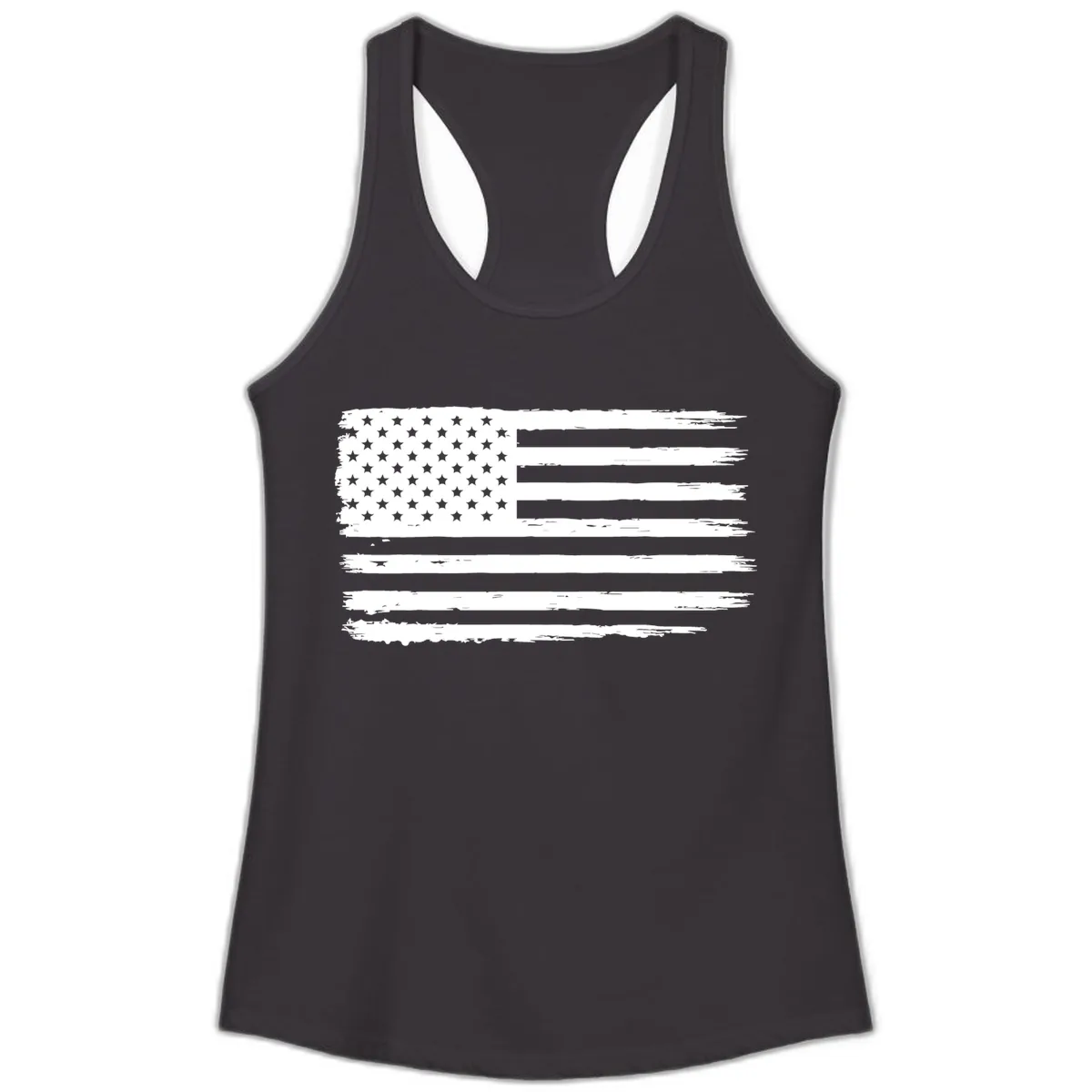 Distressed American Flag Celebration Ladies Tank in Black