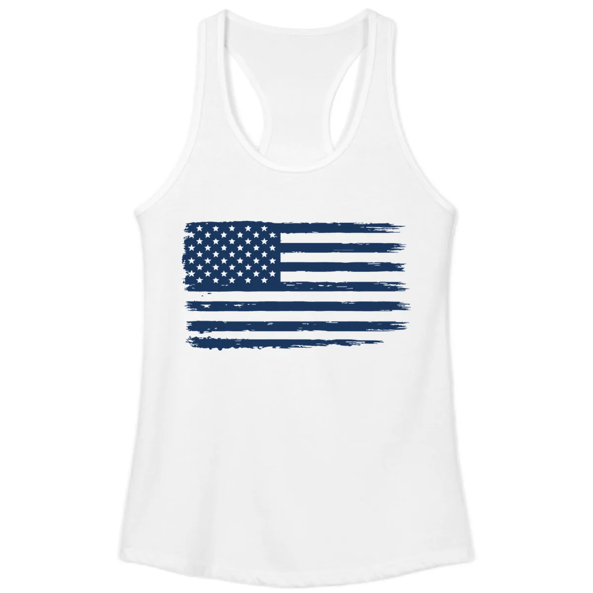 Distressed American Flag Celebration Ladies Tank in White