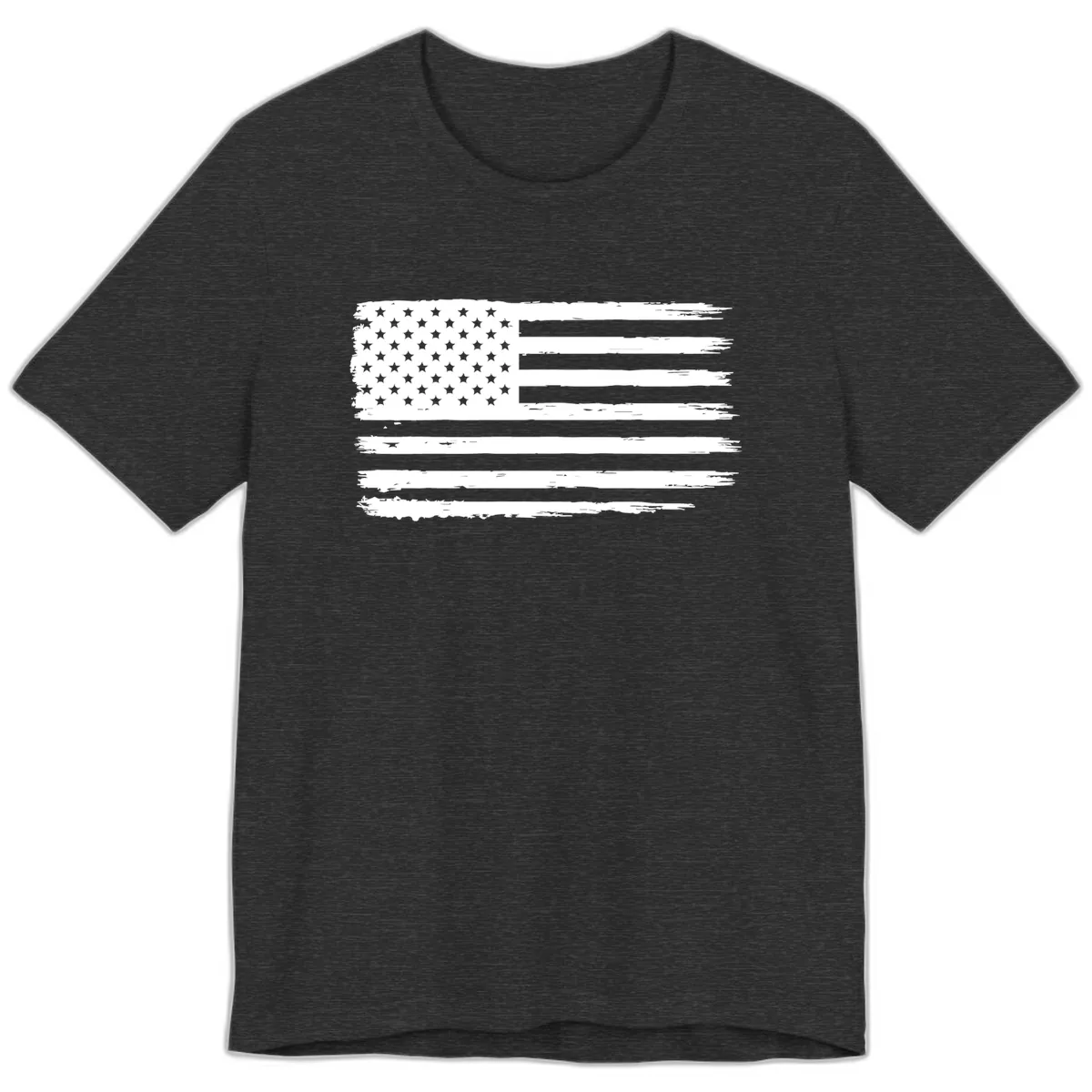 Distressed American Flag Celebration Premium T-Shirt in Dark Grey Heather