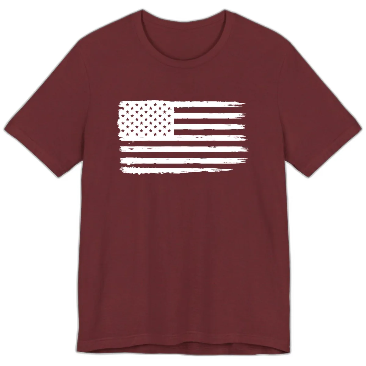 Distressed American Flag Celebration Premium T-Shirt in Heather Cardinal