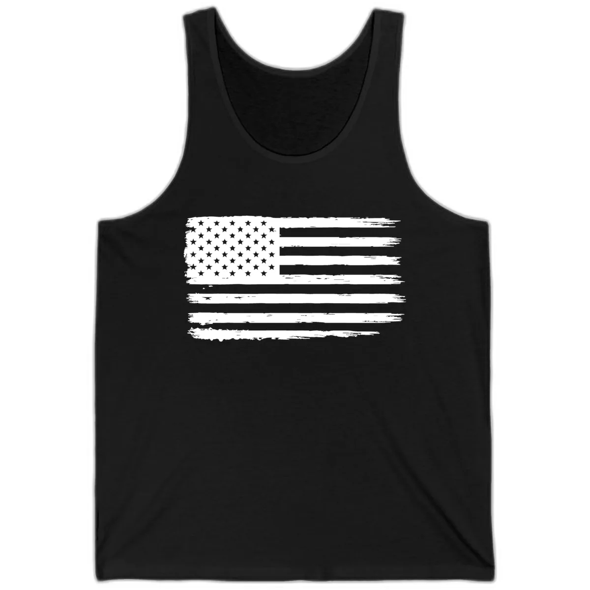 Distressed American Flag Celebration Tank in Black