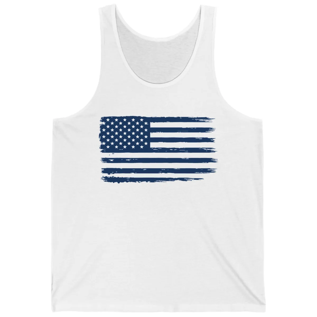 Distressed American Flag Celebration Tank in White