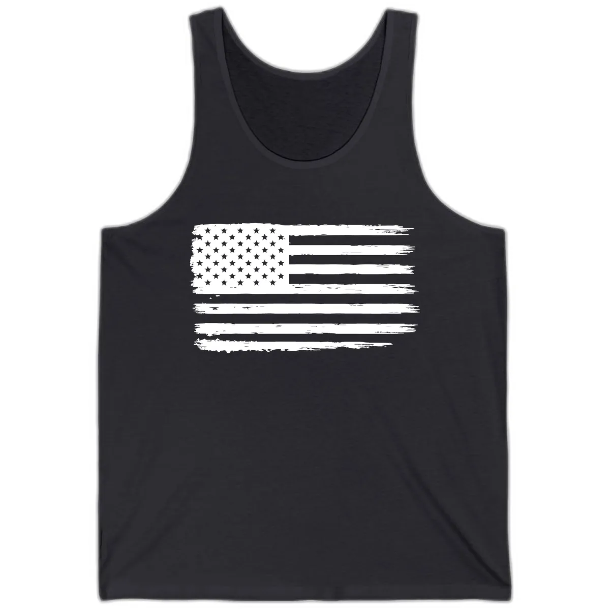 Distressed American Flag Celebration Tank in Dark Grey