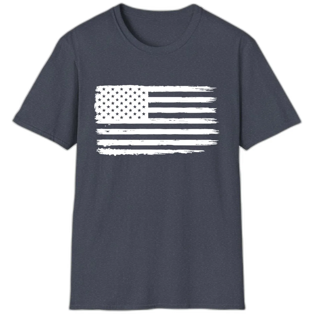 Distressed American Flag Celebration T-Shirt in Heather Navy