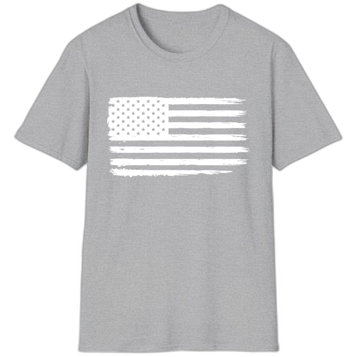Distressed American Flag Celebration T-Shirt in Sport Grey
