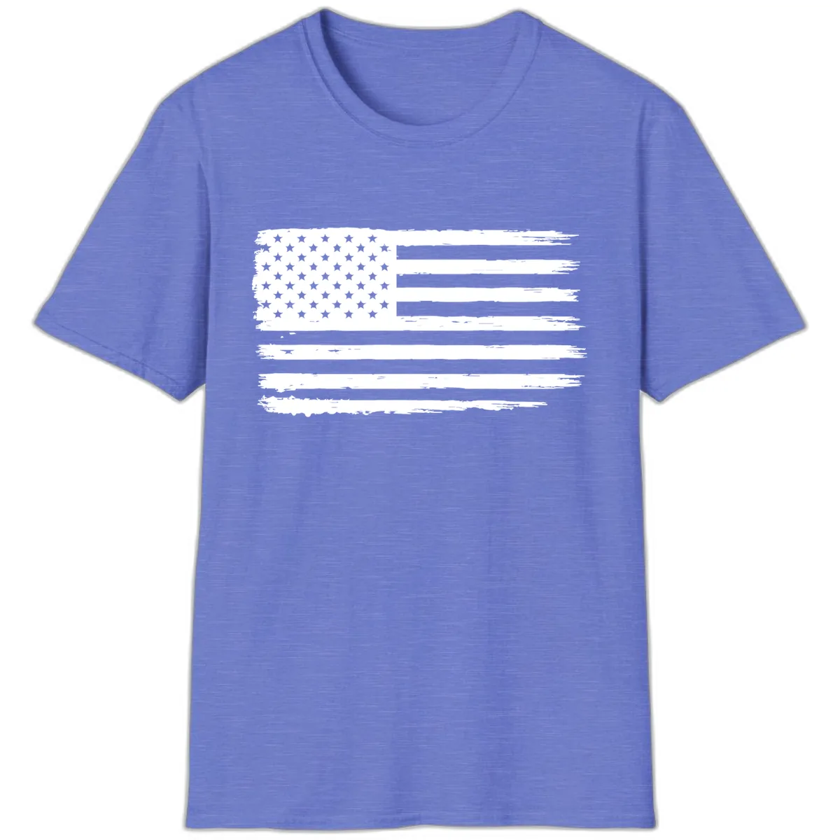 Distressed American Flag Celebration T-Shirt in Heather Royal