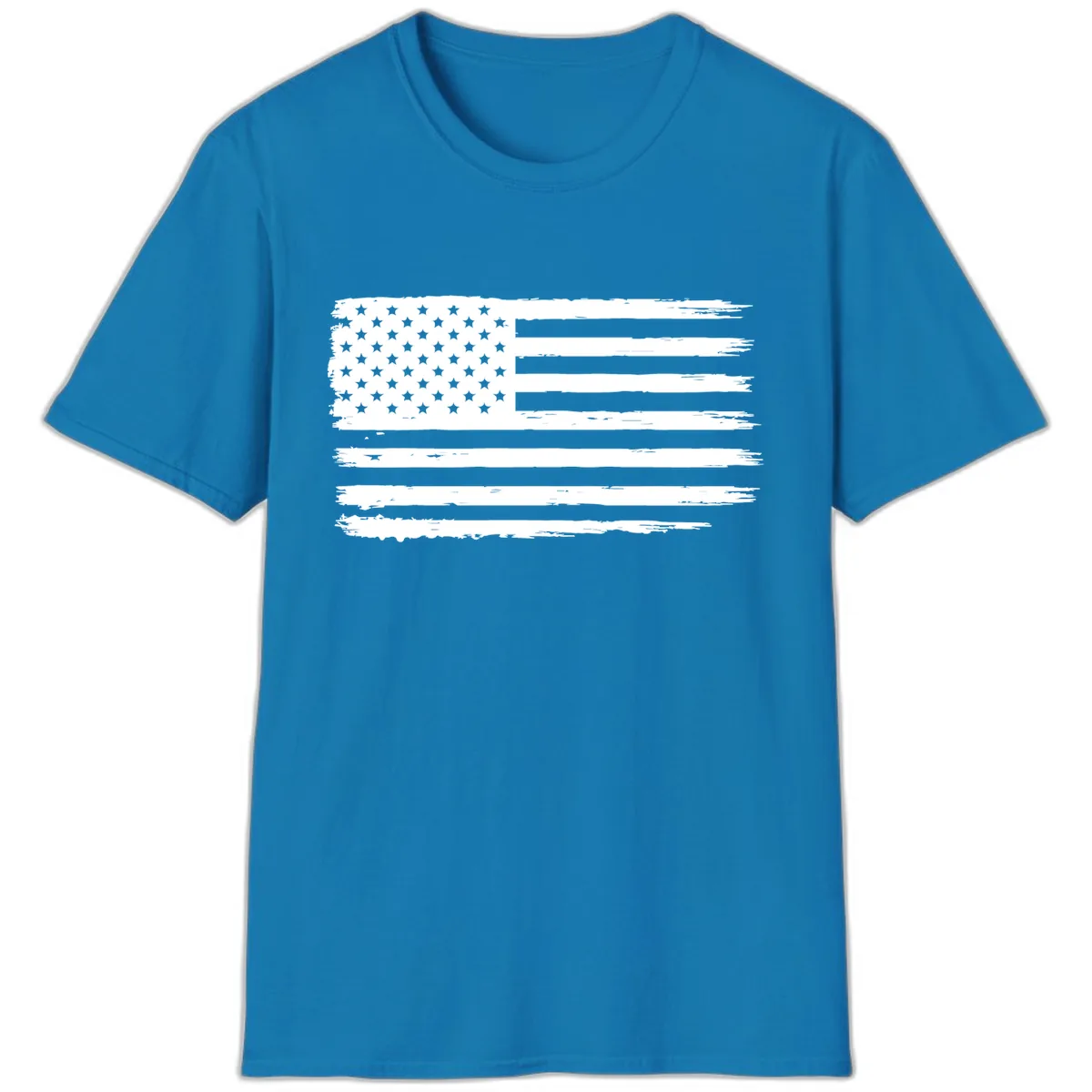 Distressed American Flag Celebration T-Shirt in Sapphire