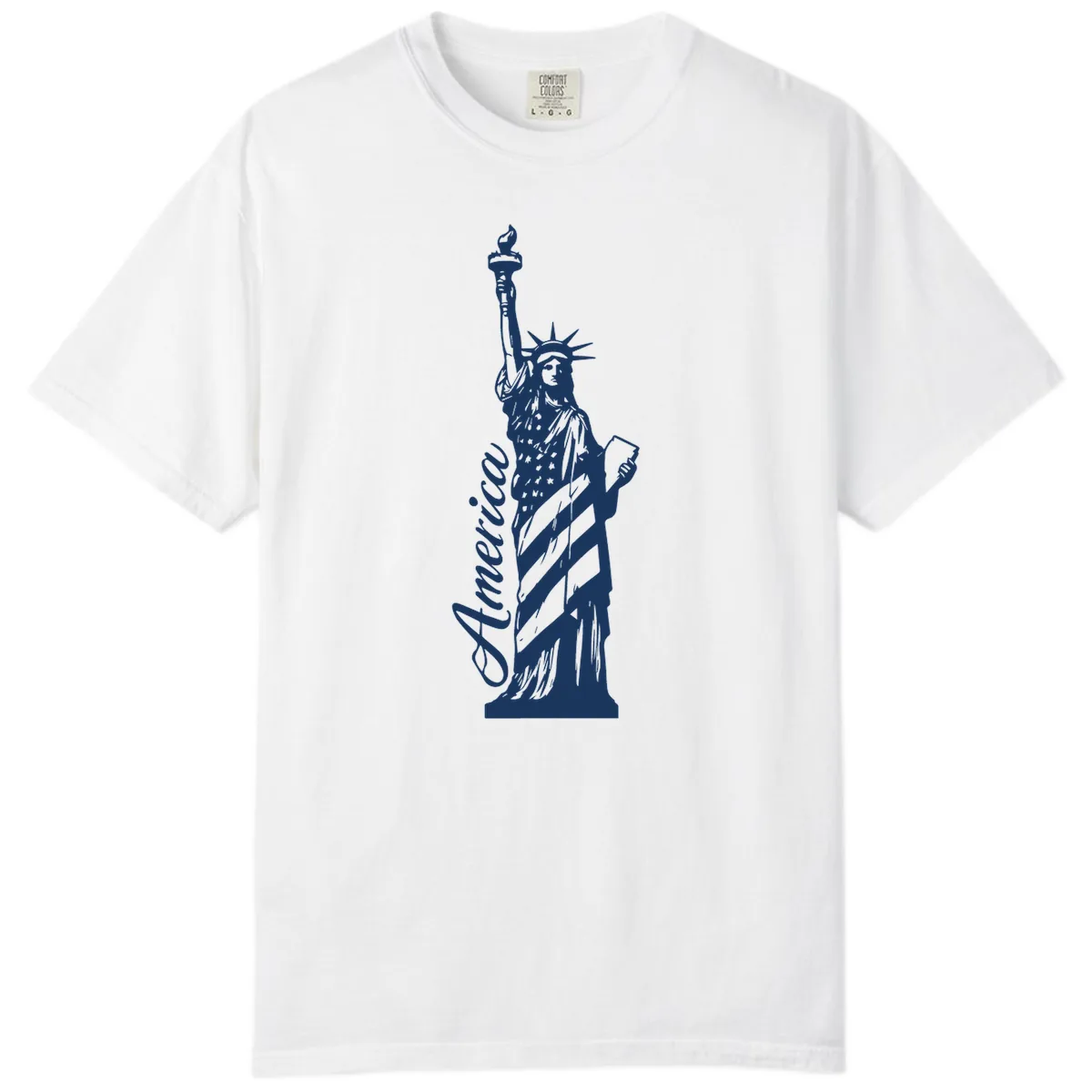 Statue Of Liberty America Celebration Comfort Color in White