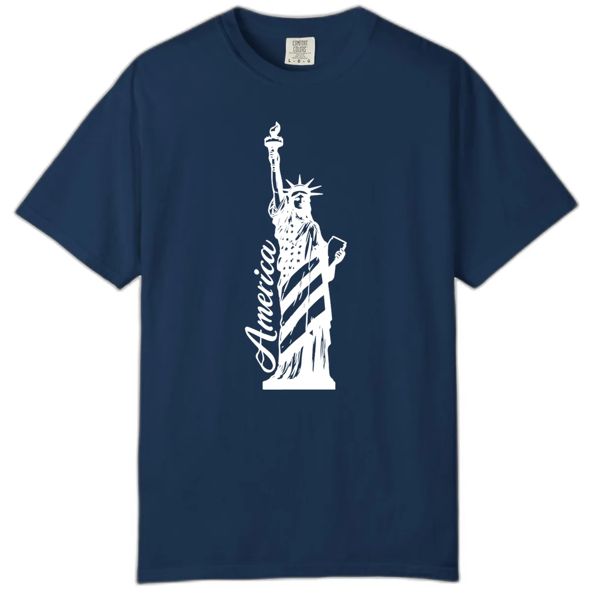 Statue Of Liberty America Celebration Comfort Color in Navy
