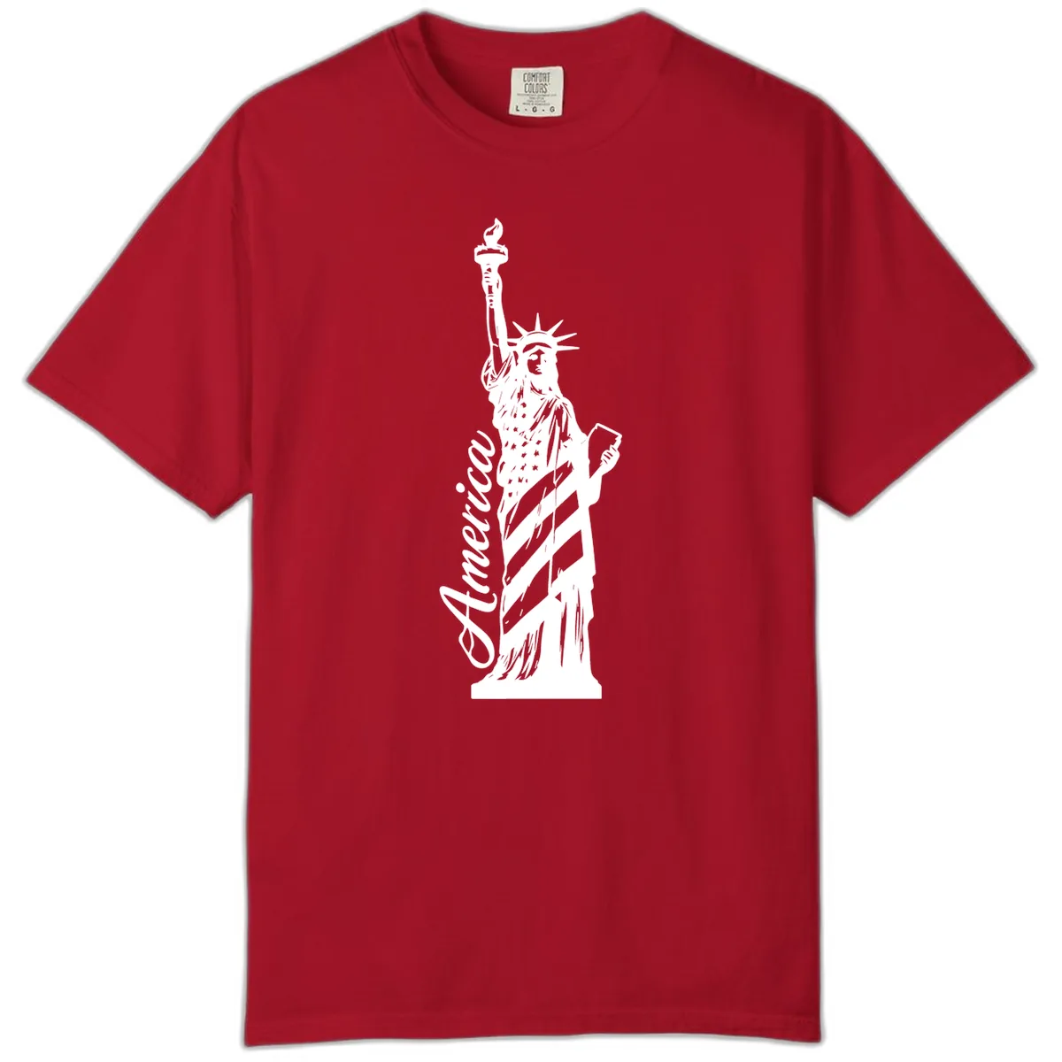 Statue Of Liberty America Celebration Comfort Color in Red