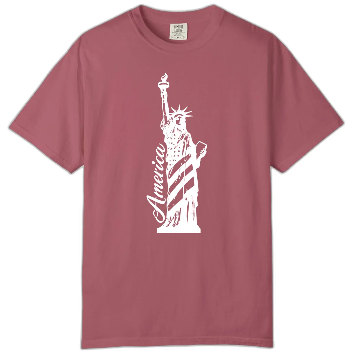 Statue Of Liberty America Celebration Comfort Color in Crimson