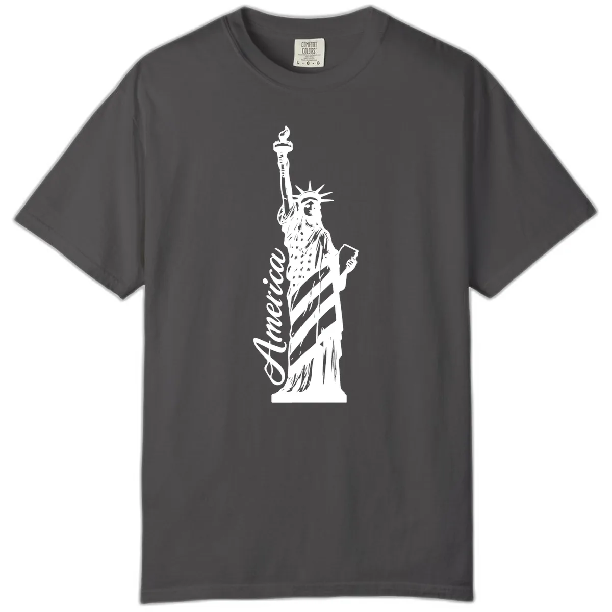 Statue Of Liberty America Celebration Comfort Color in Graphite
