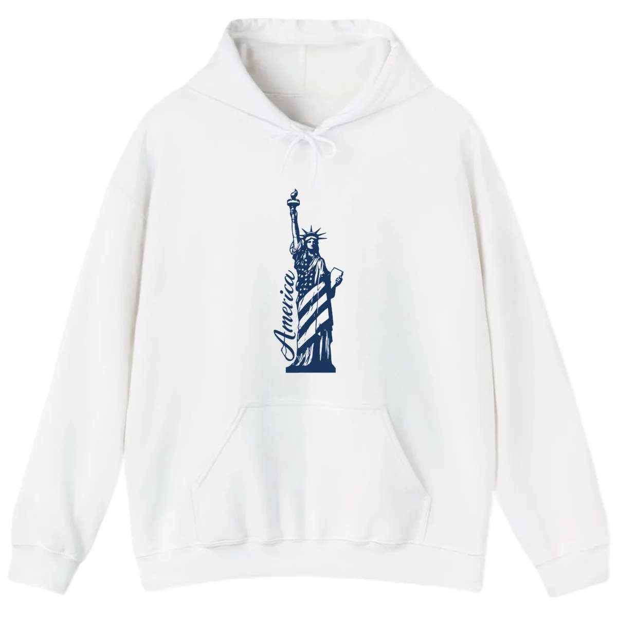 Statue Of Liberty America Celebration Hoodie in White