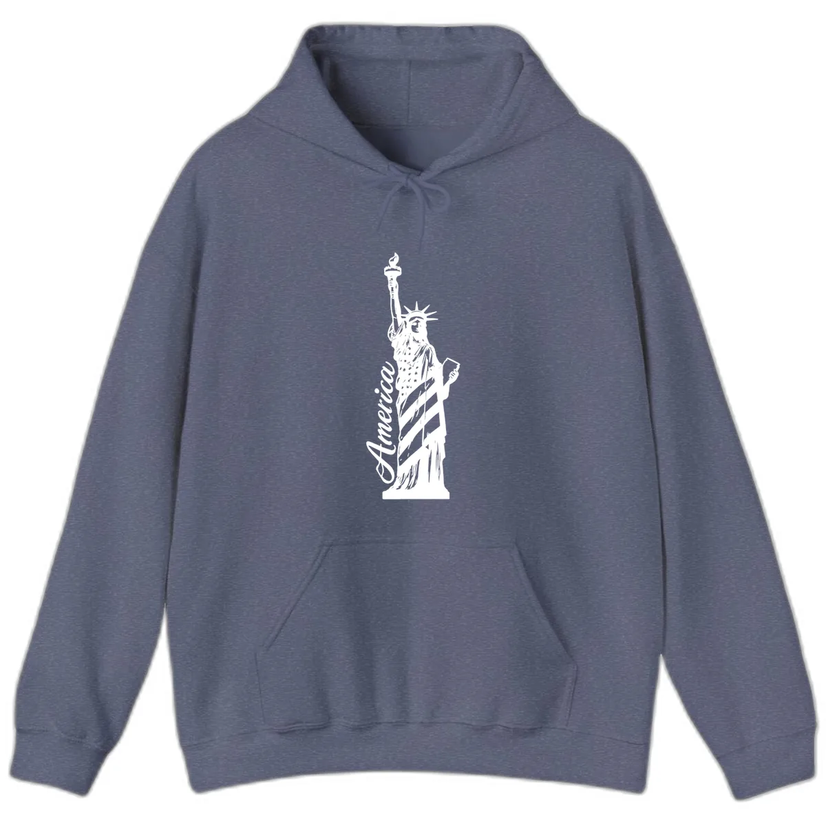 Statue Of Liberty America Celebration Hoodie in Heather Navy
