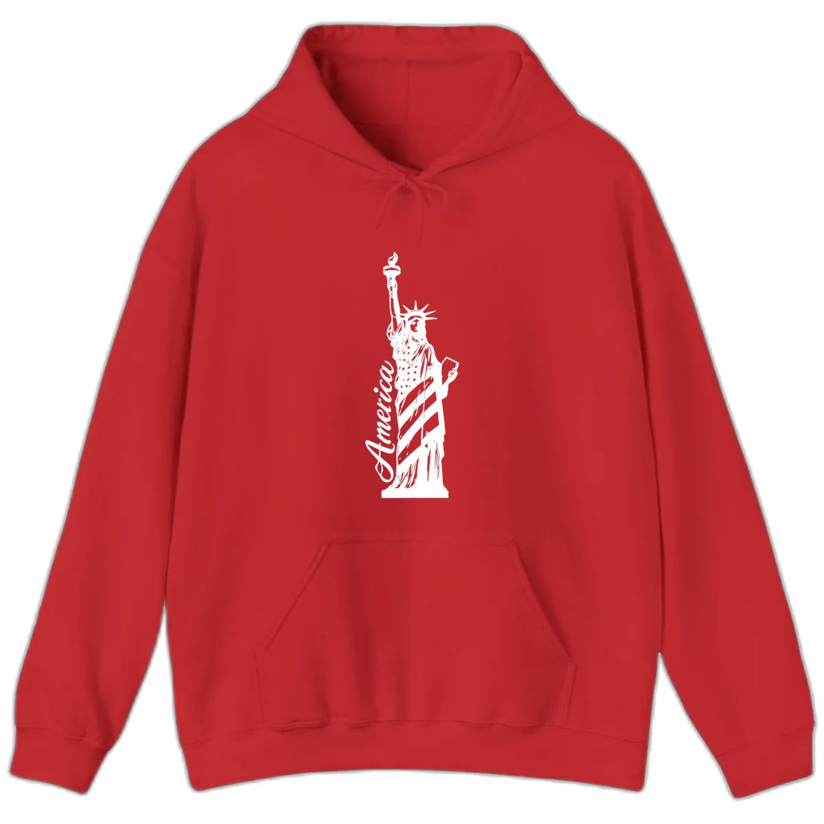 Statue Of Liberty America Celebration Hoodie in Red