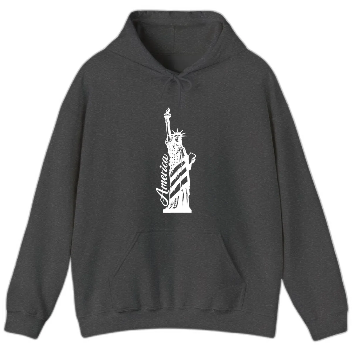 Statue Of Liberty America Celebration Hoodie in Dark Heather