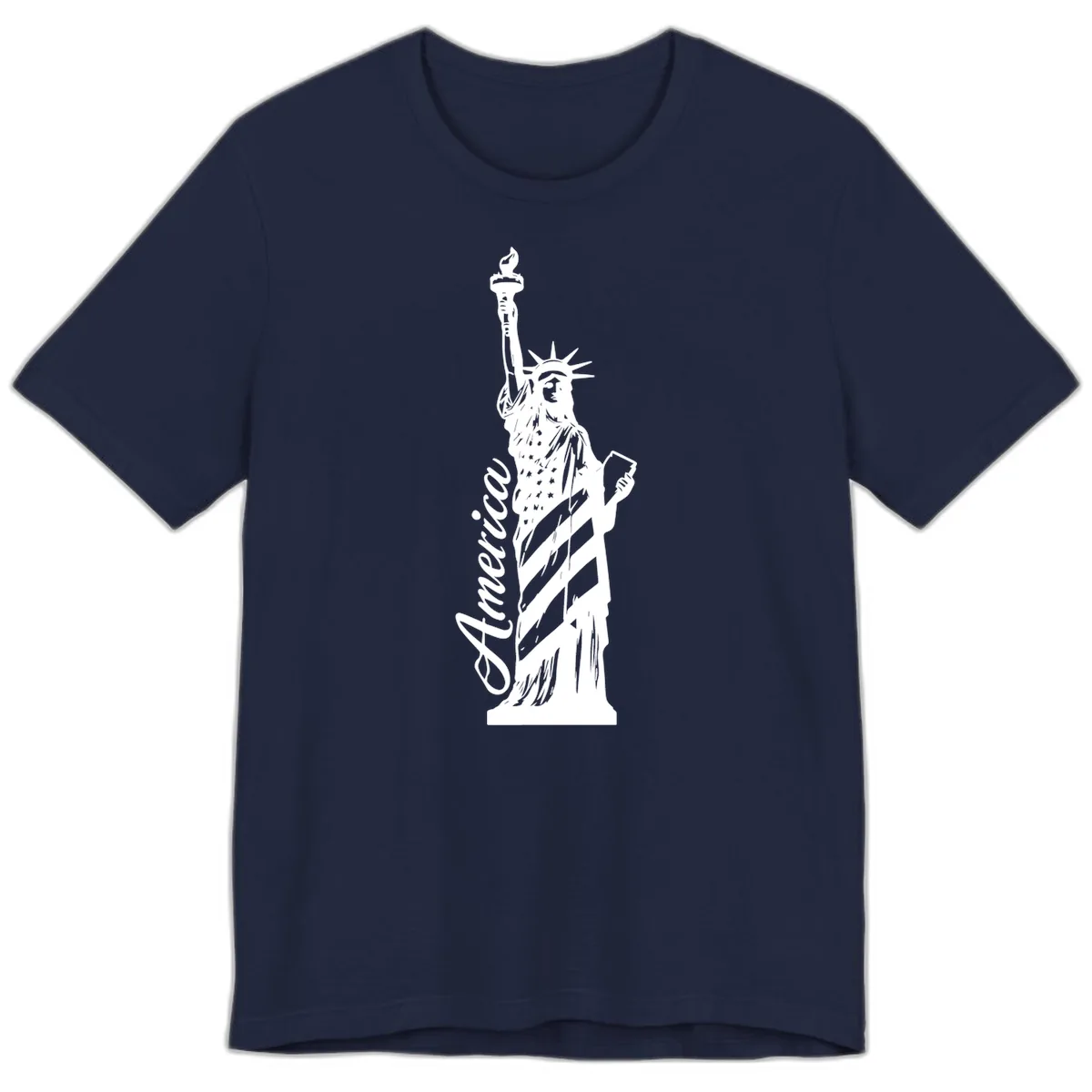 Statue Of Liberty America Celebration Premium T-Shirt in Navy