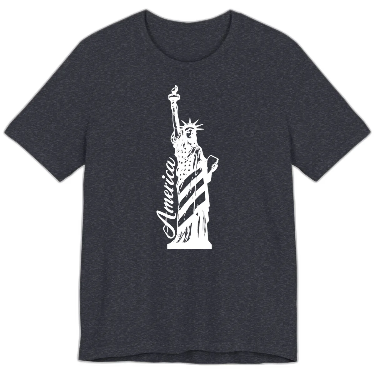 Statue Of Liberty America Celebration Premium T-Shirt in Heather Navy