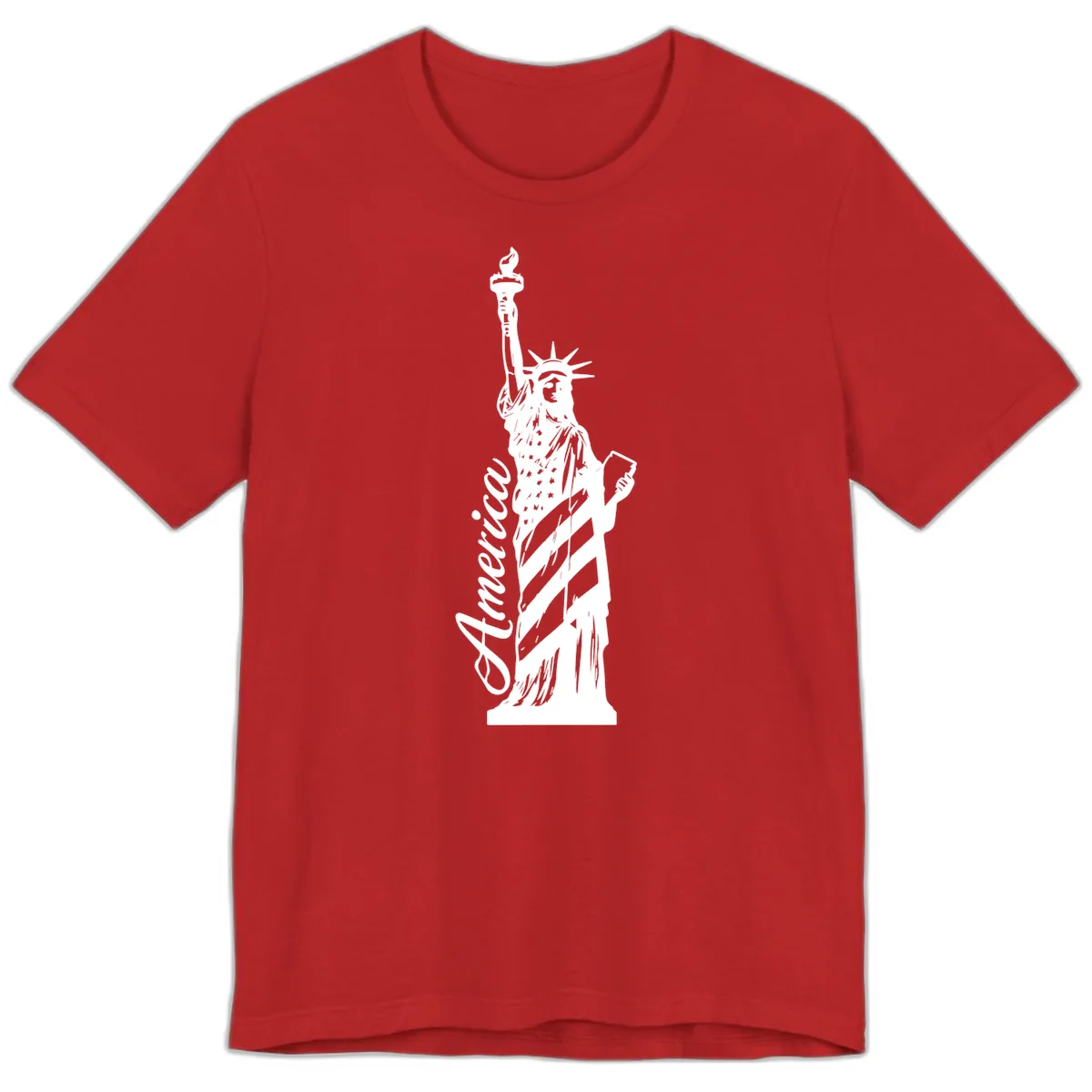 Statue Of Liberty America Celebration Premium T-Shirt in Red