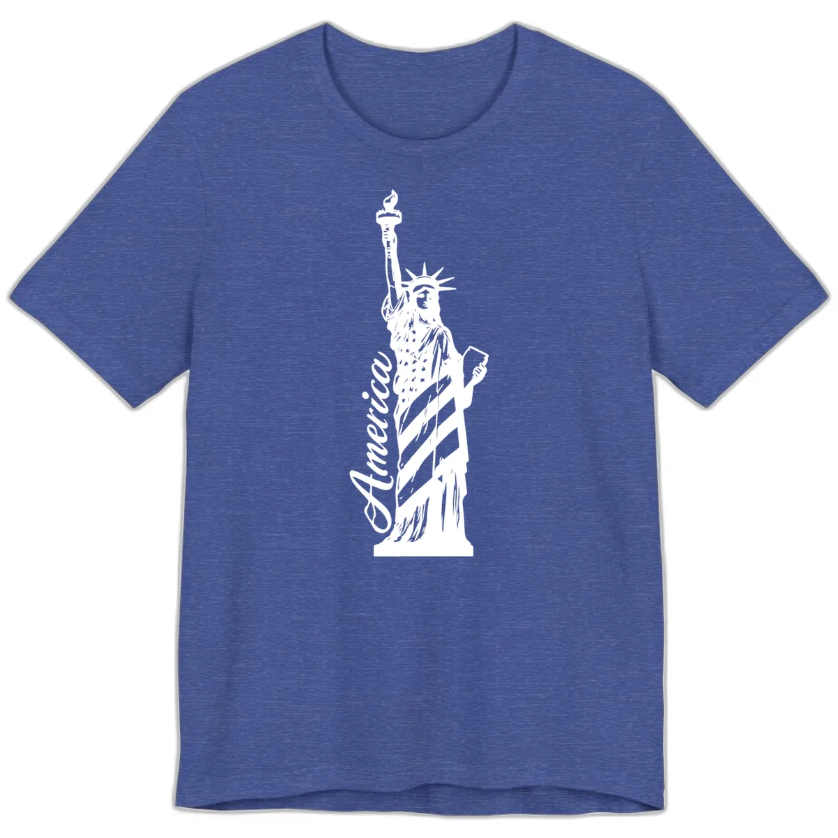 Statue Of Liberty America Celebration Premium T-Shirt in Heather True Royal