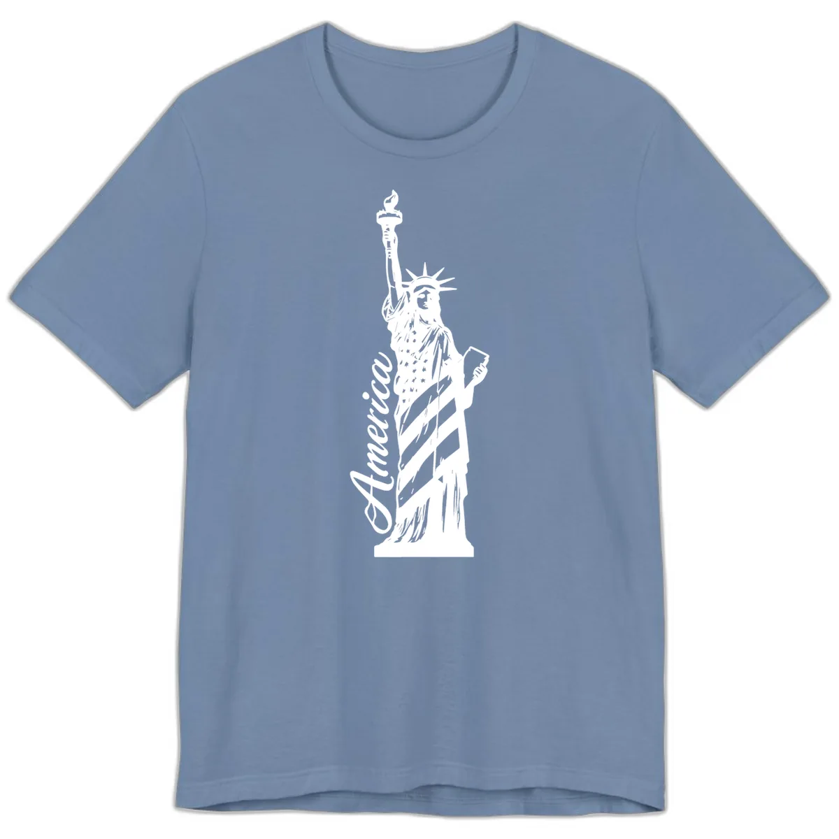 Statue Of Liberty America Celebration Premium T-Shirt in Steel Blue