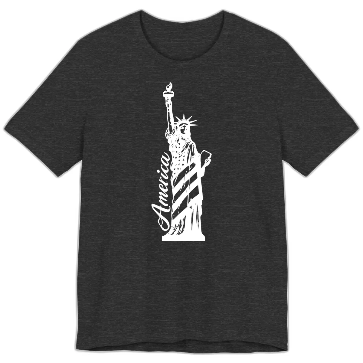 Statue Of Liberty America Celebration Premium T-Shirt in Dark Grey Heather
