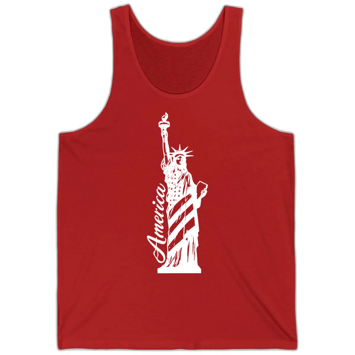 Statue Of Liberty America Celebration Tank in Red