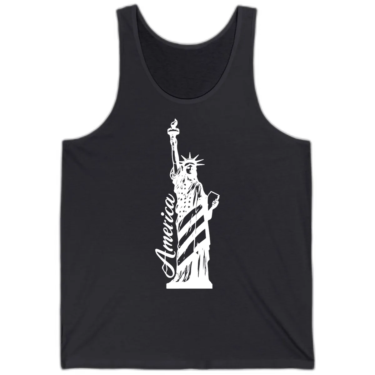 Statue Of Liberty America Celebration Tank in Dark Grey