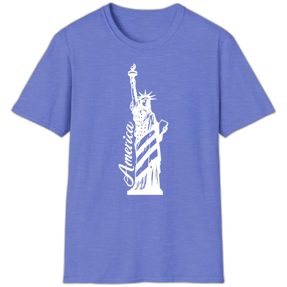 Statue Of Liberty America Celebration T-Shirt in Heather Royal