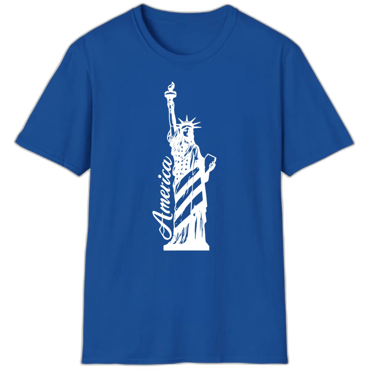 Statue Of Liberty America Celebration T-Shirt in Royal