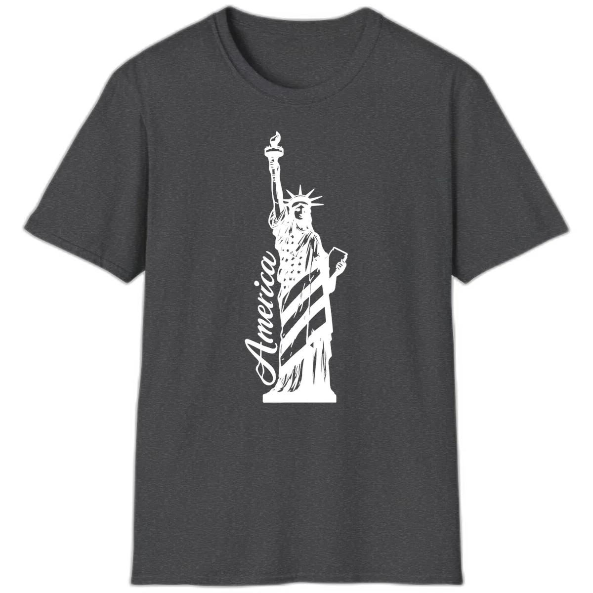 Statue Of Liberty America Celebration T-Shirt in Dark Heather
