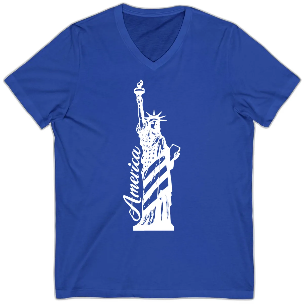 Statue Of Liberty America Celebration V-Neck in True Royal