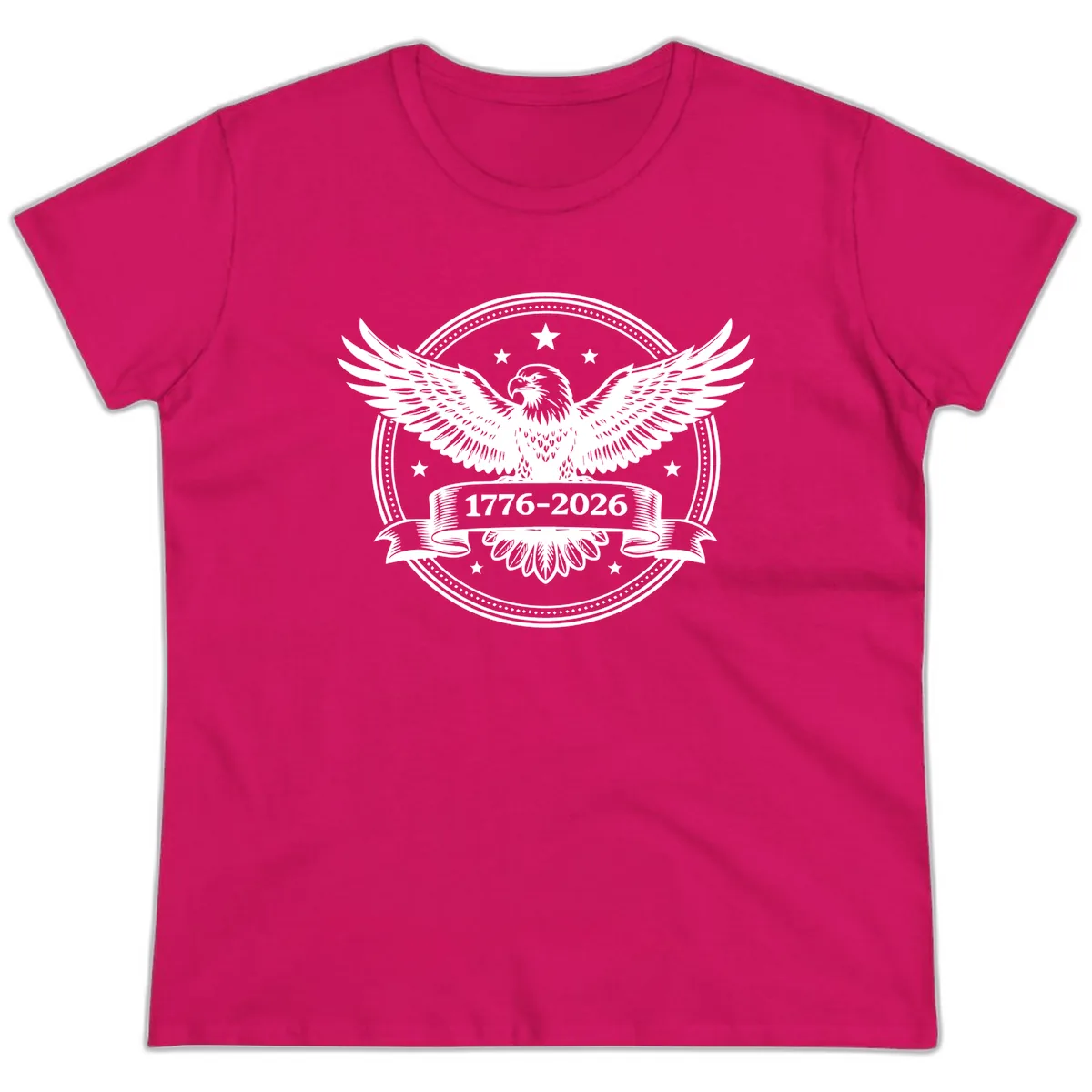 America's 250th Anniversary Eagle Ladies Tee in Heliconia