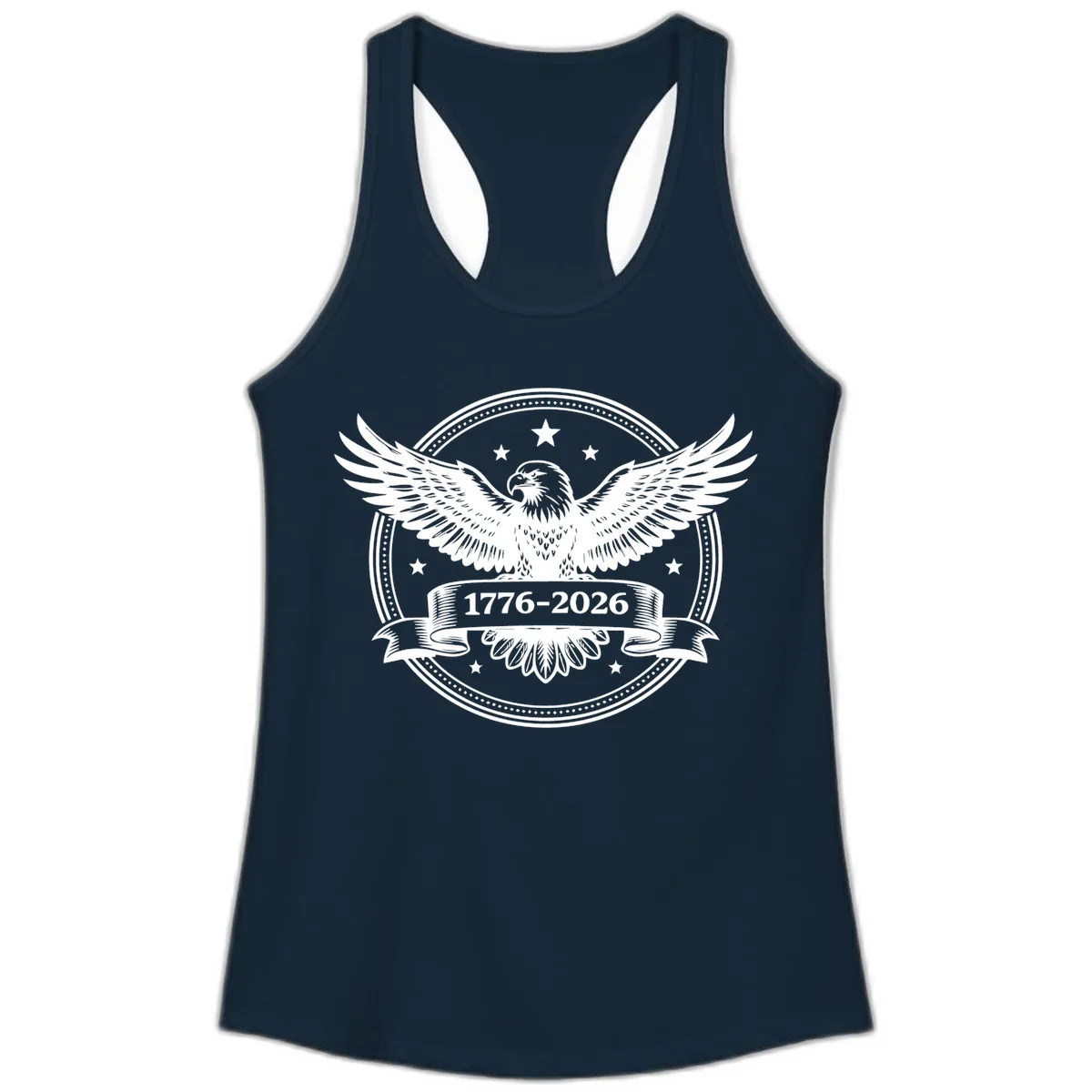 America's 250th Anniversary Eagle Ladies Tank in Solid Midnight Navy