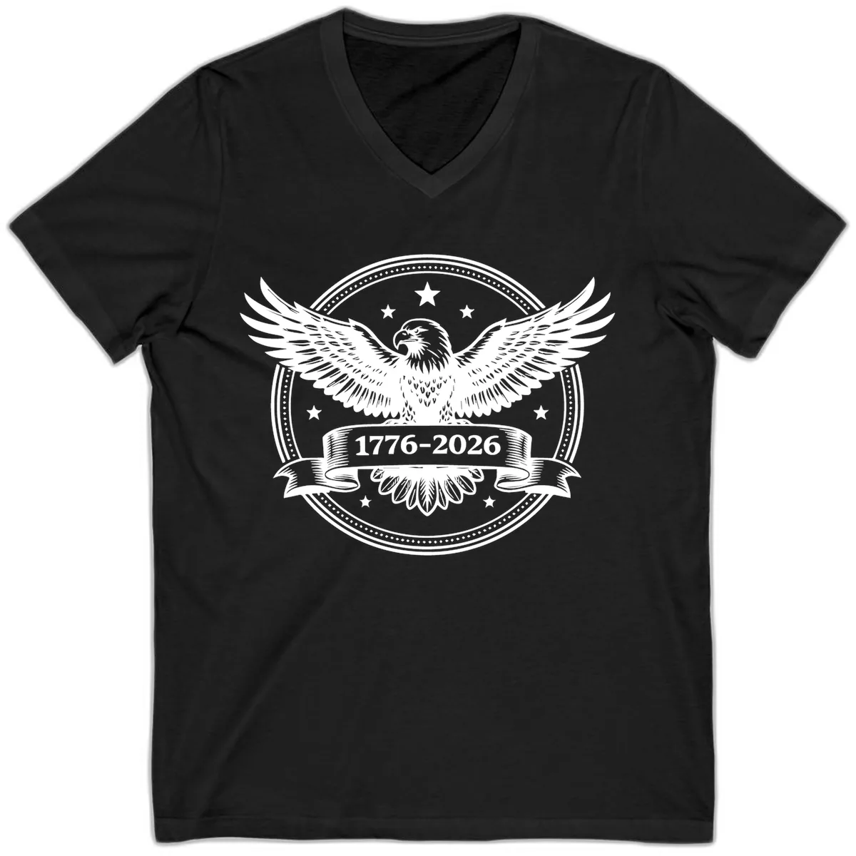 America's 250th Anniversary Eagle V-Neck in Black
